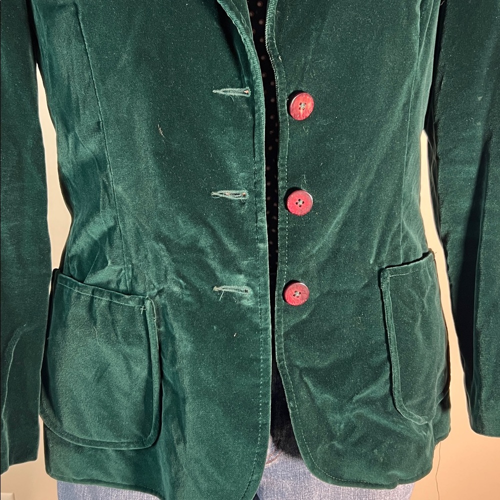 Vintage Koret of California green velvet collared button up blazer jacket 12 - Picture 4 of 8